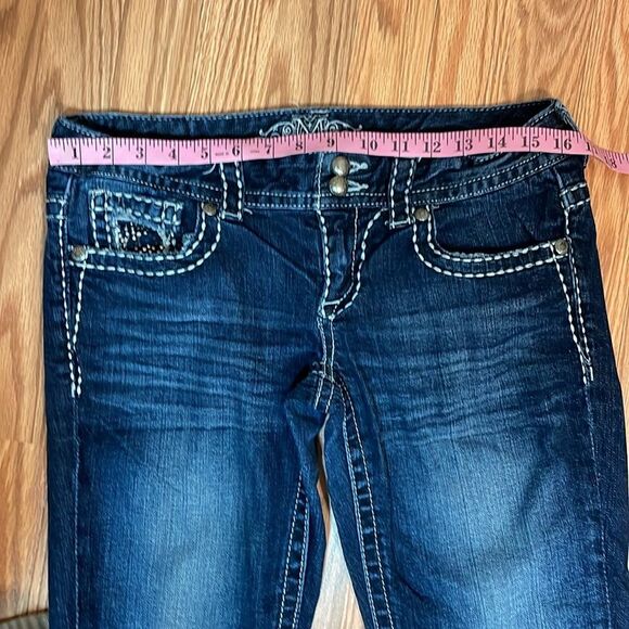 Y2K Maurices Premium Low Rise Bootcut Jeans, bedazzled, size 7/8 - Picture 9 of 11
